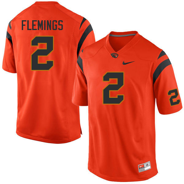 Men #2 Champ Flemings Oregon State Beavers College Football Jerseys Sale-Orange